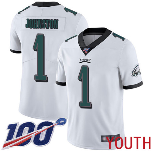 Youth Philadelphia Eagles 1 Cameron Johnston White Vapor Untouchable NFL Jersey Limited Player